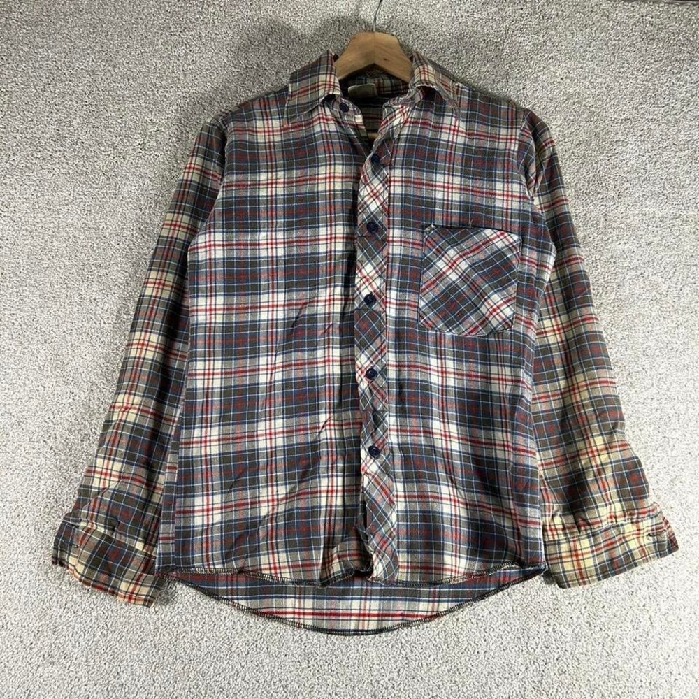 Vintage 80s Wrangler western multicolor plaid button up flannel shirt